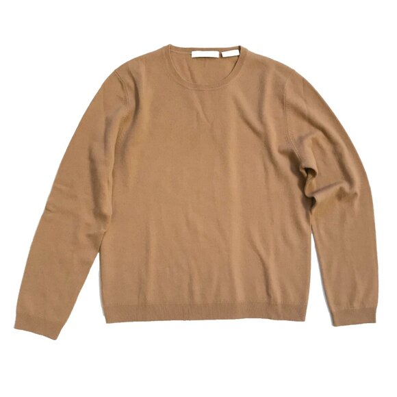 Neiman Marcus Cashmere Sweater Womens Large Brown Tan Crew Neck Long Sleeve Knit - Picture 1 of 11